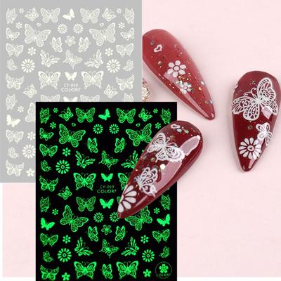9Pcs/Set Nail Sticker Fluorescent Effect Glowing In Dark Good Adhesion Luminous 3D Glow