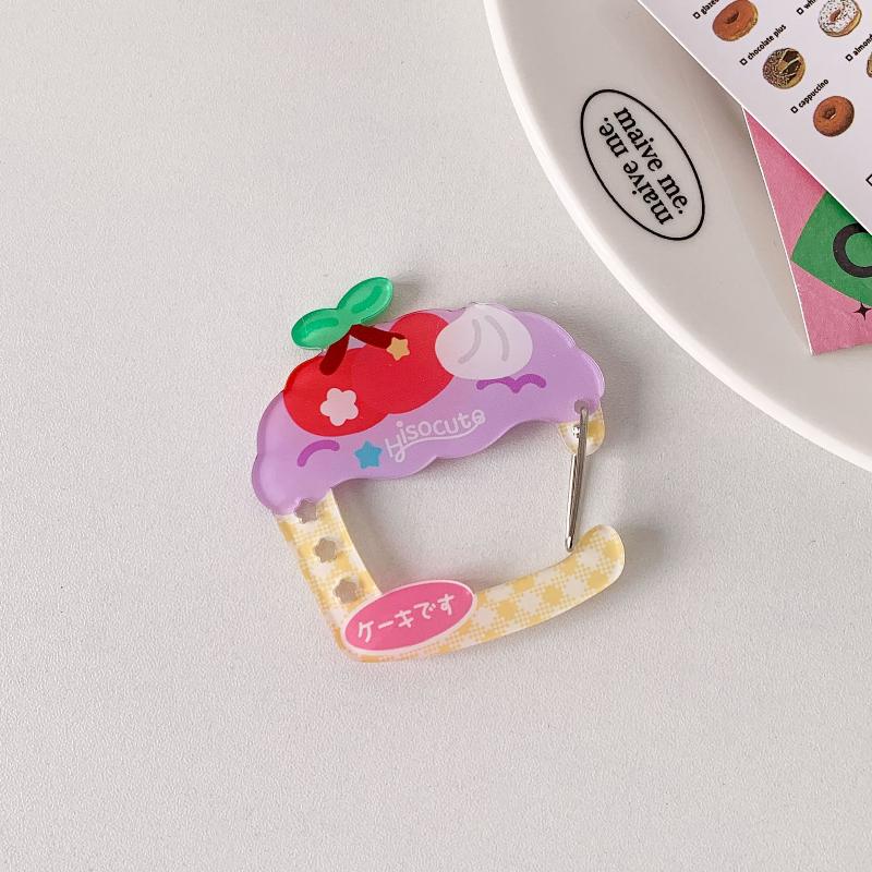 Ins Style Cute Acrylic Cartoon Keychain Holder Kawaii Fruit Cupcake Star Shape Decoration Bag Pendant Hook Keychain