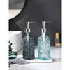 Stylish Blue And Gray Glass Soap Dispenser 420ml Square Bottle For Lotion And Liquid Soap