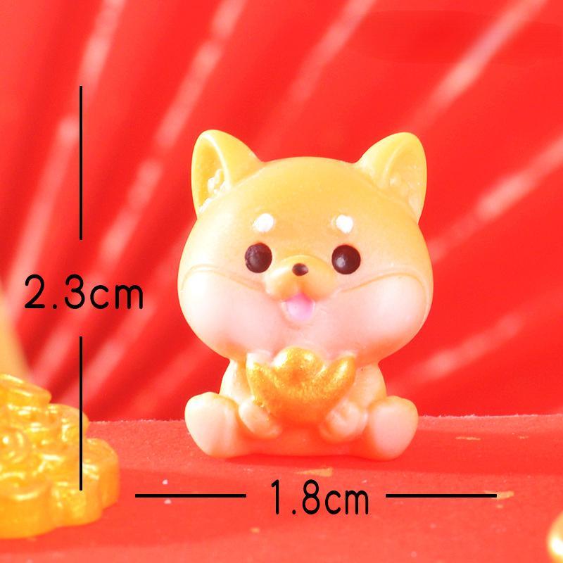 New Year's Cute Cartoon Lucky Dog Desktop Decoration Car Center Console Puppy Resin Handicraft