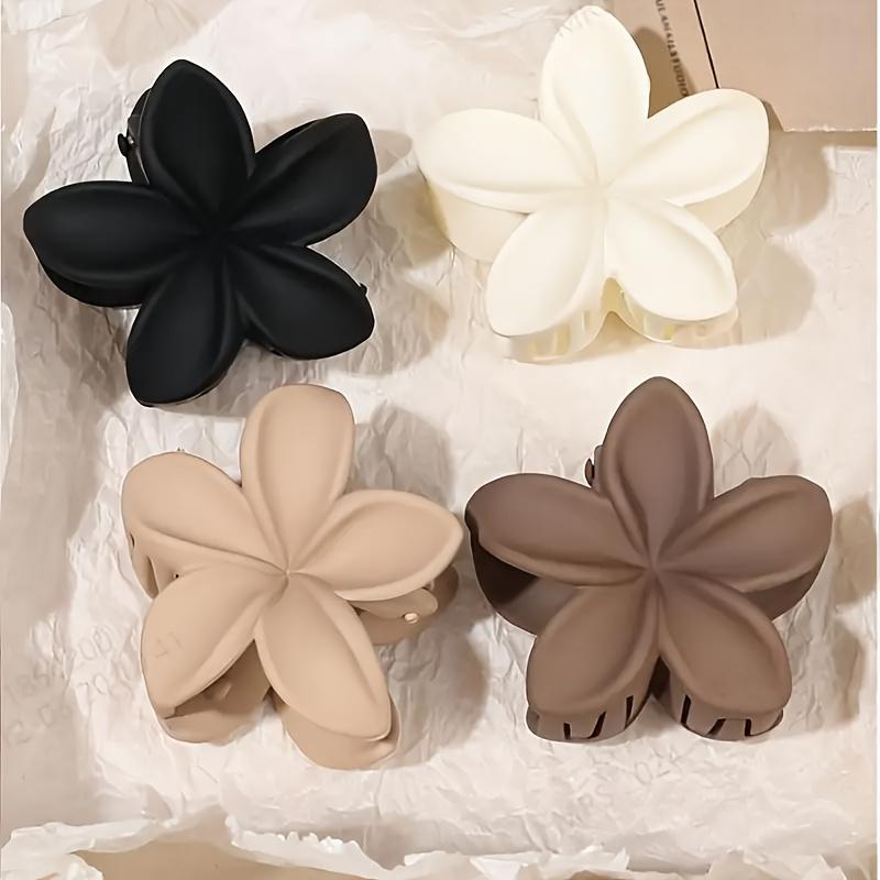 Milk Tea Color Sweet Egg Flower Hair Claw Combination Set, Small Frosted Holiday Style High-End Hair Accessories, Daily Wear, Comfortable And Light