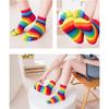 Calzini da Donna a Dita Autunno Inverno Colorati a Strisce Arcobaleno Calzini a Cinque Dita Assorbi Sudore Traspiranti Calzini a Tubo Medio