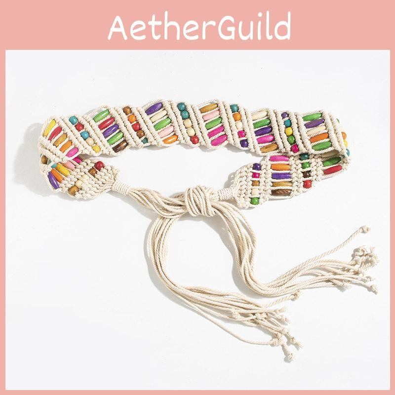 Bohemian Resort Waist Belt With Handmade Beaded Weaving For Womens Style Summer