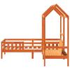Solid Wood Bed and Bench with Roof Orange 100x200 Cm Pine Wood