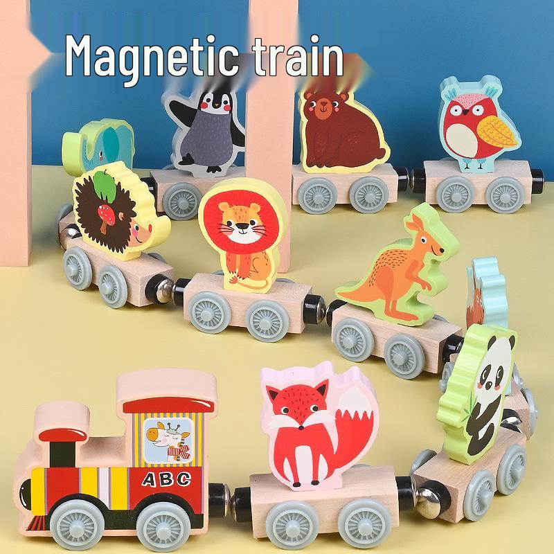 

Magnetic Wooden Creative Puzzle & Pull-Along Train Blocks for Early Education