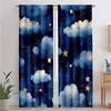 2pcs Classic Style Blackout Curtains   Dark Blue Watercolor Night Sky with Stars   Polyester Drapes for Kids Bedroom Bathroom