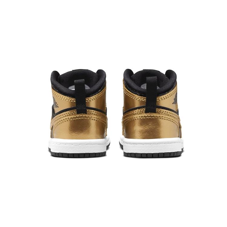 Air Jordan 1 Mid SE TD Oro Metallizzato Nero Sneakers da Bambino Bianche DR6969-071