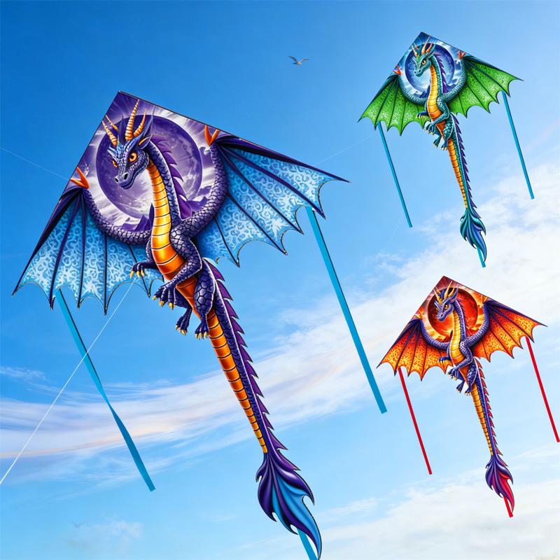 Creative 1.4M Large Dragon Kite Cute Lifelike 3D Dragon Outdoor Sport Fun Flying Kite For Child Toy