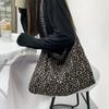 Fashionable Corduroy Leopard Diagonal Bag Large Capacity One-shoulder Shopping Bag Student Canvas Bag Handbags