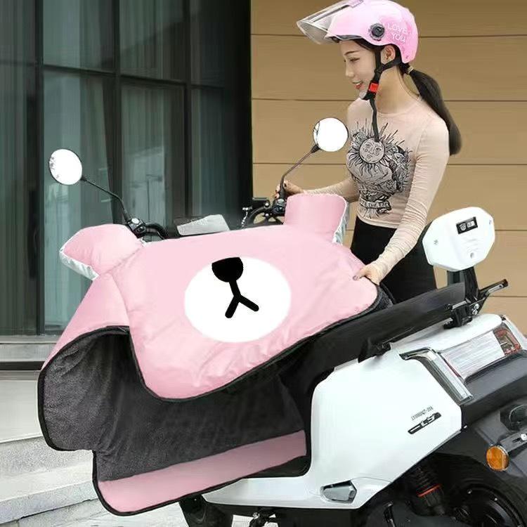 Pink Kitty Universal Electric Car and Motorcycle Windshield Cover with Fleece Lining - Waterproof and Windproof for All Seasons
