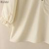 ZANZEA Women Casual Round Neck Solid Color 3/4 Sleeve Loose Blouse