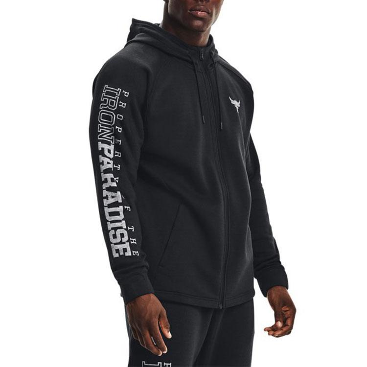 Under Armour Project Rock Fleece Hooded Training Jacket Men Black 1367032-001
