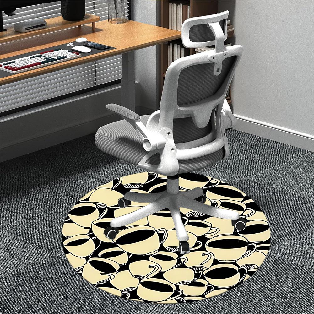 

1PC Coffee Cups Office Round Area Rug, Indoor Mat Suitable ForOffice, Under Office Chairs Bedroom Living Room Home Decor, Room Deco, D021 80cm by 80cm