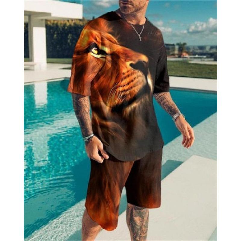 16 summer new fashion 1D lion print men's sportswear 1-piece wholesale