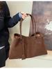 2025 Women Faux Suede Large Capaci Handbag High Quality Solid Color Tote Bag Versatile Retro Designer Shoulder Bags Commuter Bag