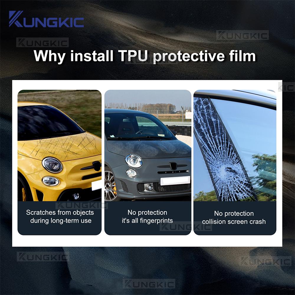 For Abarth 595 695 2012-2025 For Fiat 500 2008-2025 LHD RHD Car Front Bonnet Engine Hood Carbon Fiber Pattern TPU PPF Wrap Film