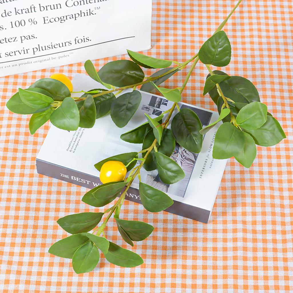 Artificial Lemon Branches Lemon with Green Leaves Lifelike Fake Lemon Leaf Picks Home Table Decoration Garden Kitchen Vase Decor