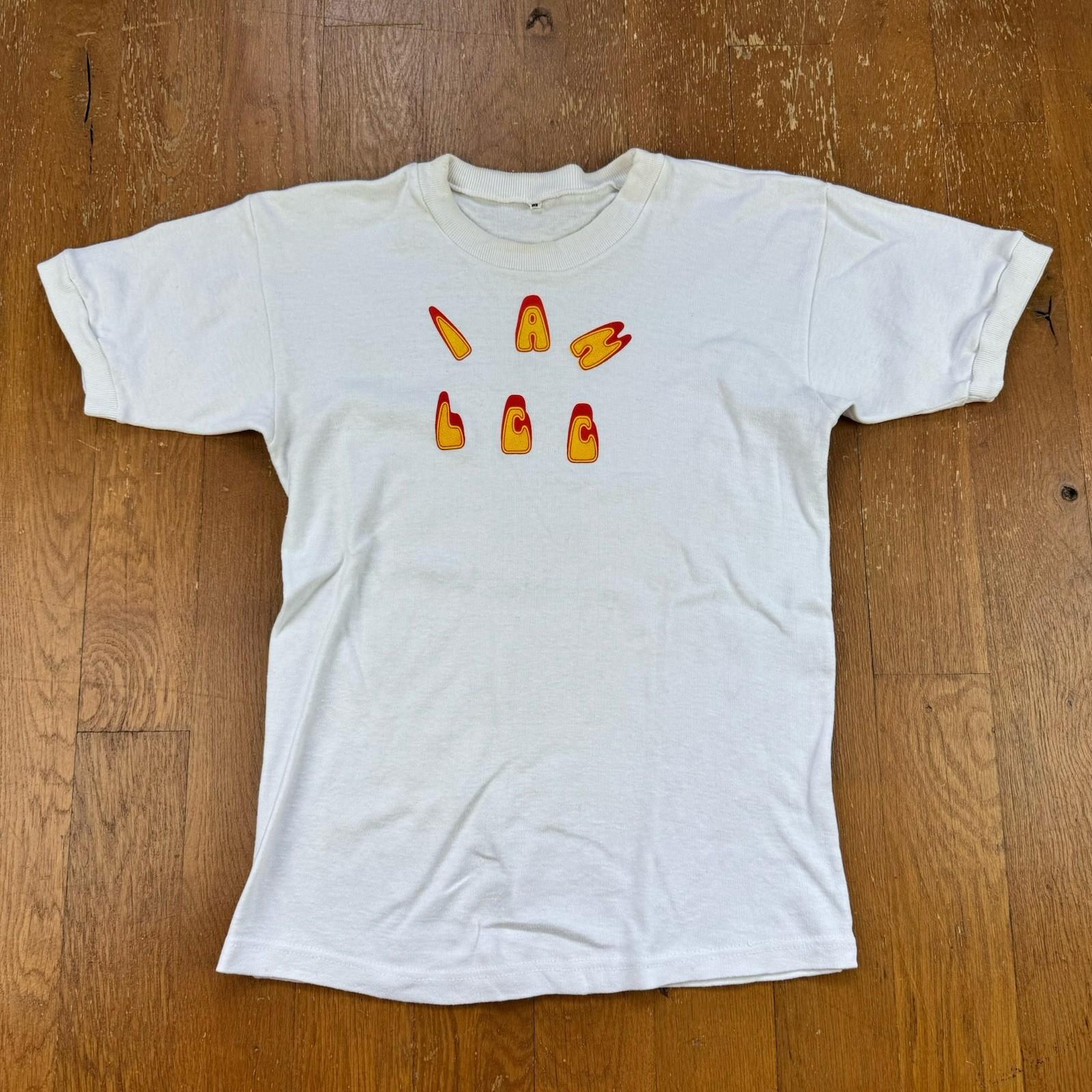 Vintage 1970s Ian Lcc White Tight T Shirt Size Medium 70s M