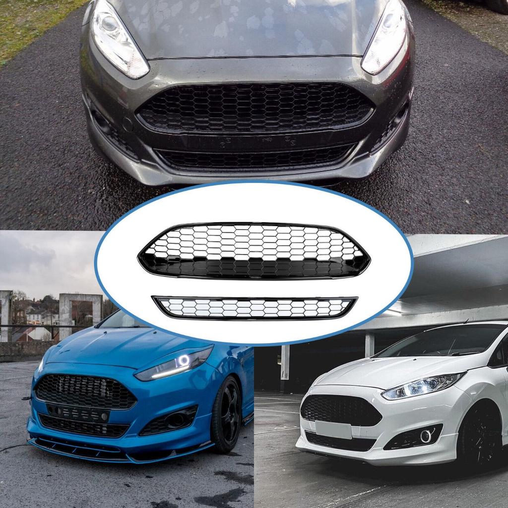 Front Bumper Centre Grille For Ford Fiesta Zetec-S JA8 MK7 7.5 2013-2017 Front Racing Sporty Grille Upper Lower Grill Cover