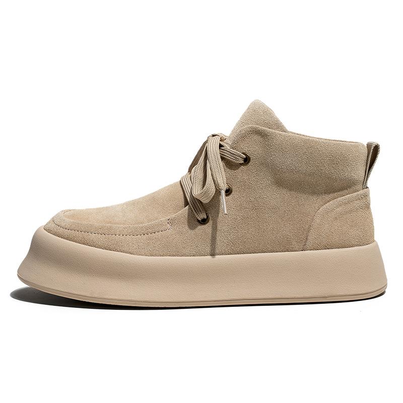 Fashion Mens Casual Cowboy Desert Boots Lace-up Cow Suede Leather Flats Shoes Outdoors Work Platform Boot Spring Autumn Ankle Botas Mans