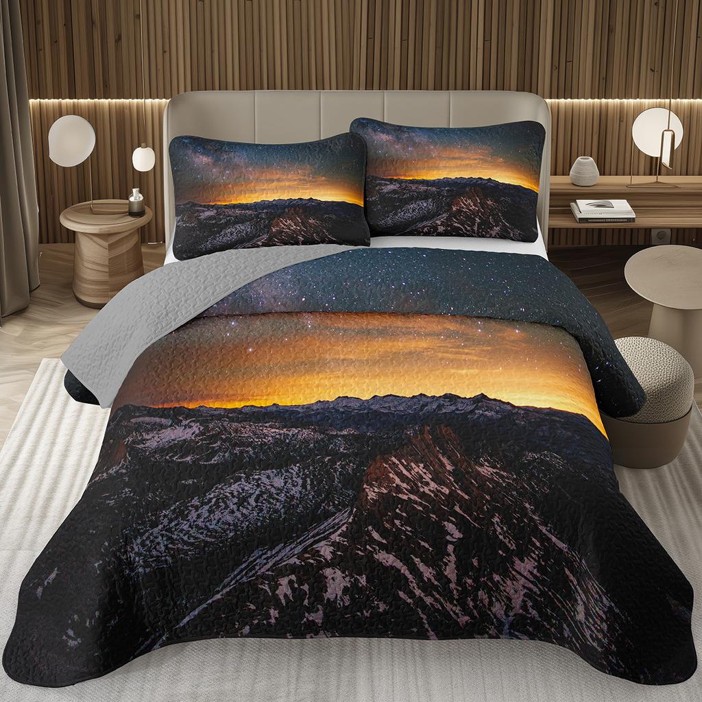 Natural Scenery Bedspread, Sunrise Landscape Coverlet Set,Twin Full Queen King Quilted Bedding Set for Girls Teens Women Bedroom