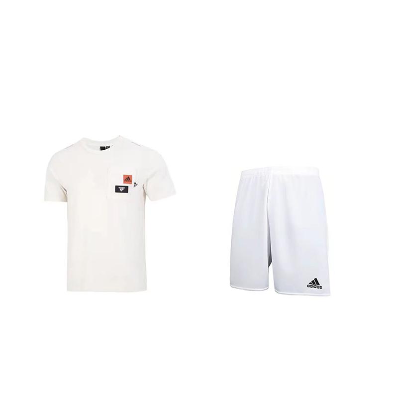 

Футболка с коротким рукавом и круглым вырезом Adidas High Street в стиле минимализма с логотипом и эластичными шортами, повседневный спортивный комплект унисекс HM2961+AC5254