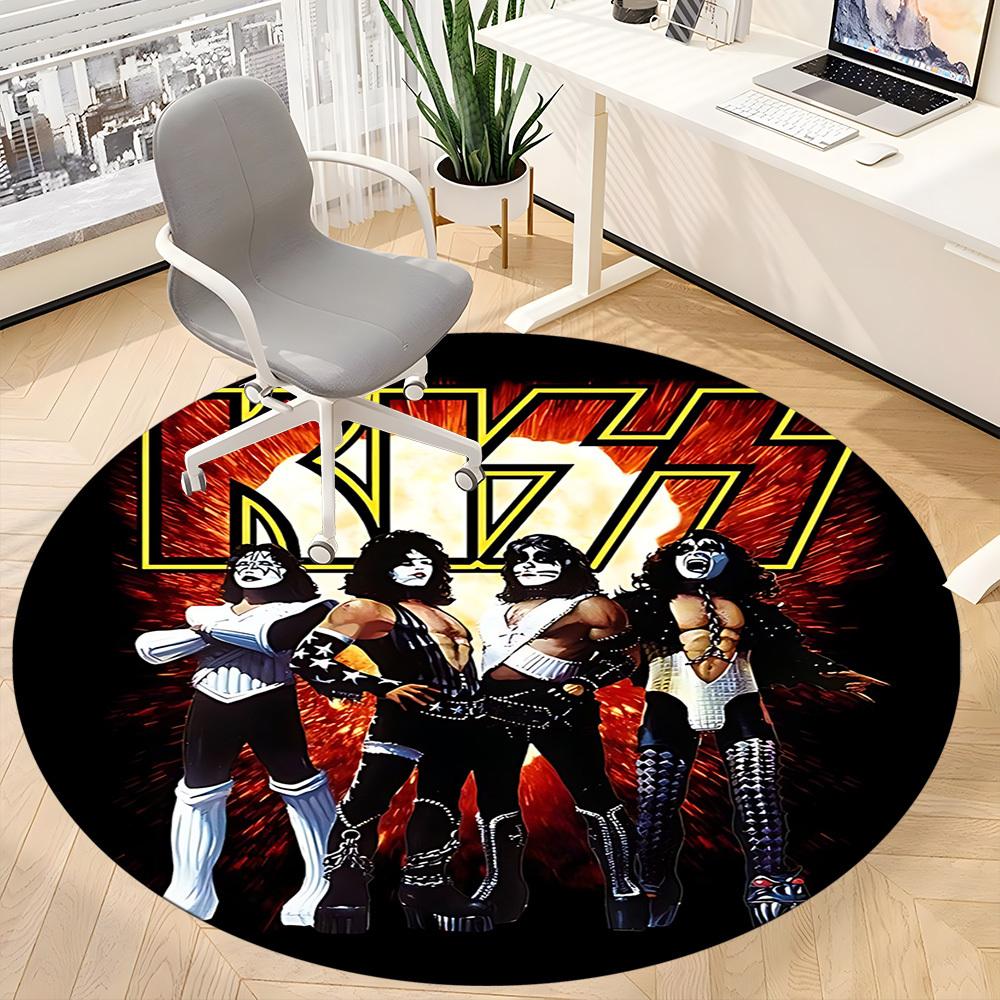 1pc KISS Band Office Round Area Rug, Under Office Chairs Bedroom Living Room Home Decor A1016286