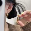 Vintage Square Rhinestone Resin Earrings - Fashionable Light Luxury Statement Jewelry