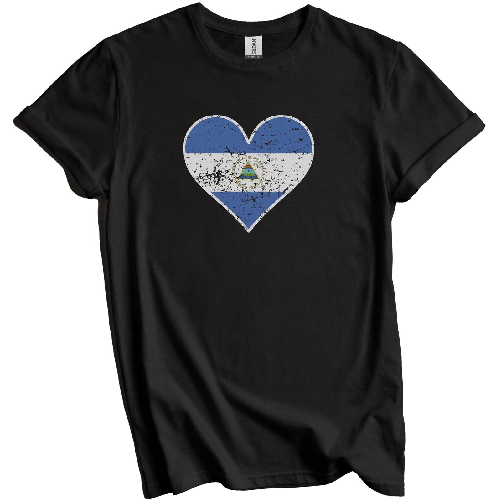 Nicaraguan Flag Heart Nicaragua Love Distressed T-Shirt 4XL