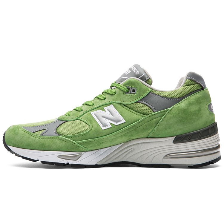 

New Balance 991 Made in England Ярко-зеленые мужские кроссовки Серые M991GRN