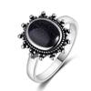Nasiya Vintage Ring New Classic Blue Sandstone Gemstone Goose Stone Ring 7x9mm Europe Retro Thai CopperExaggerated