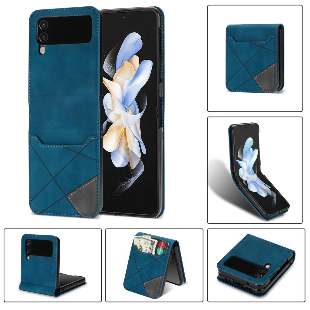 Suitable for Samsung Z Flip4 mobile phone case Z Flip3 splicing contrasting lines card folding protective case 3rd generation