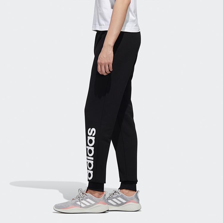 Adidas Neo Letter Print Elastic Mid-Waist Tapered Knit Joggers Men Bottoms Black GJ8923