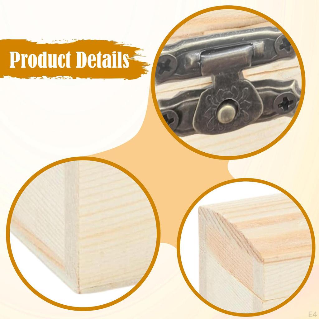 2Pcs Unfinished Wood Boxes Treasure Chest Holder Jewelry Trinket for Halloween