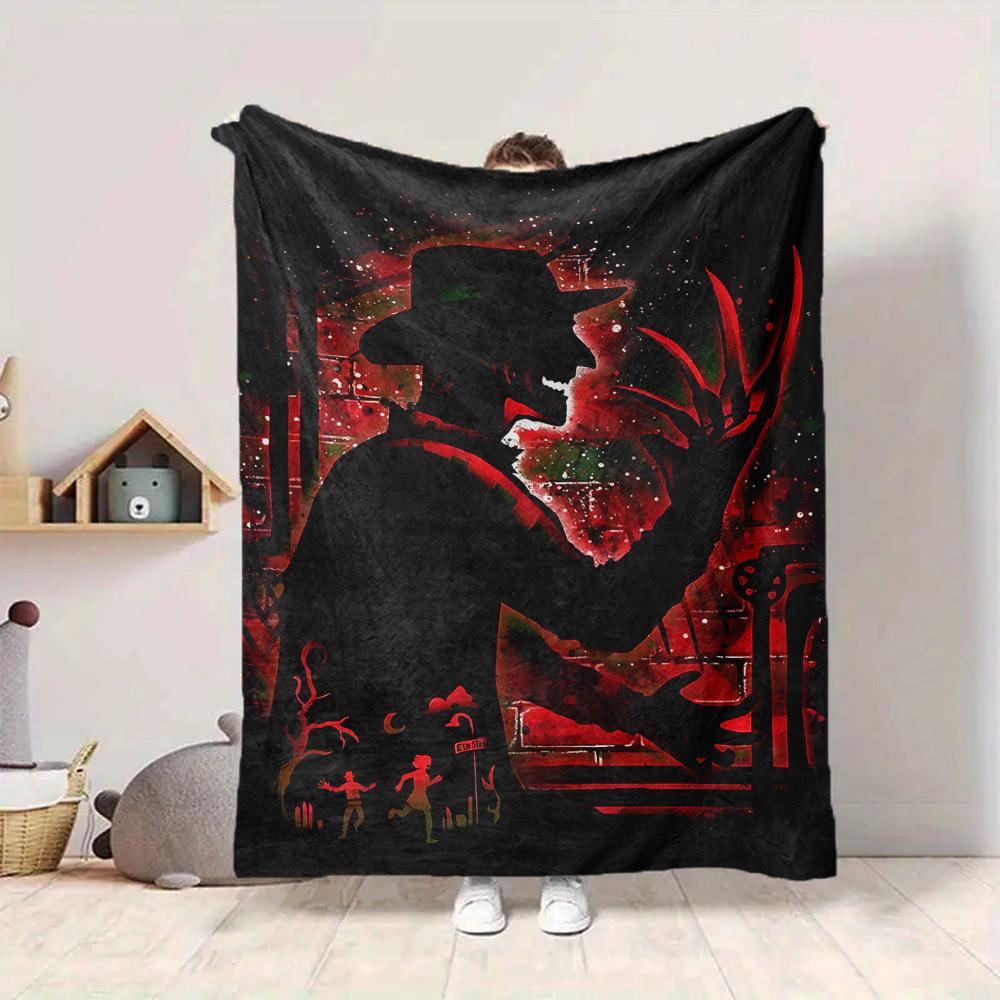 1pc A Nightmare on Elm Street Flannel Throw Blanket - HD Printed Lightweight Soft Warm All-Season Blanket for Sofa, Bed, Travel, Camping 055