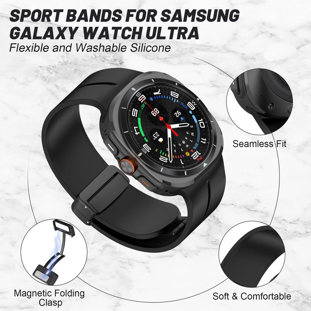 Magnetic Band for Samsung Galaxy Watch Ultra 2 Strap 47mm Sport Silicone Bracelet Correa Galaxy Watch 9 8 8 Classic 40mm 44mm