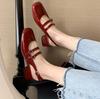French Vintage Pump Women's Double Buckle Strap Back Open Sandal Summer New Fashion Women Chunky Heels Mary Jane Single Shoes