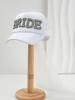 Unisex Casual Hat with Pearl Letters, Mesh & Bridal Veil for a Chic Engagement Party