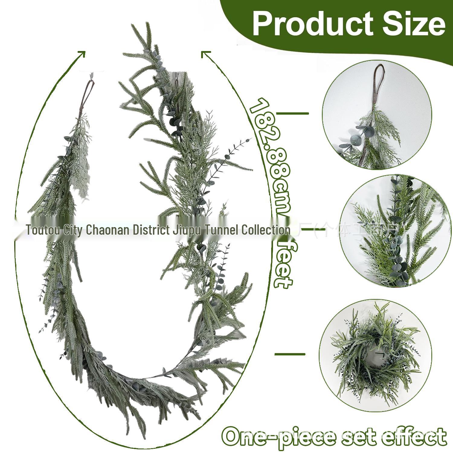Искусственная гирлянда из ротанга с листьями кипариса для рождественского камина - Норфолкская сосна 150 cm