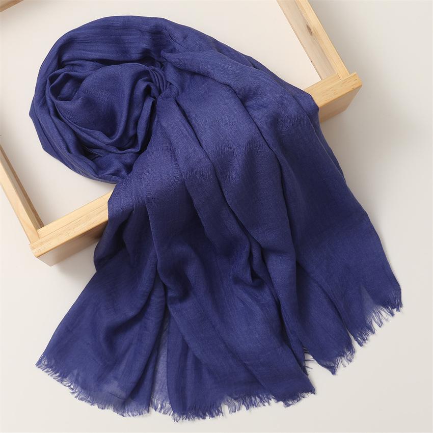 Foreign Trade Silk Scarf Cotton And Linen Headscarf Women'S Spring And Summer Solid Color Japanese And Korean Scarf Sun Protection Warm Shawl Hair