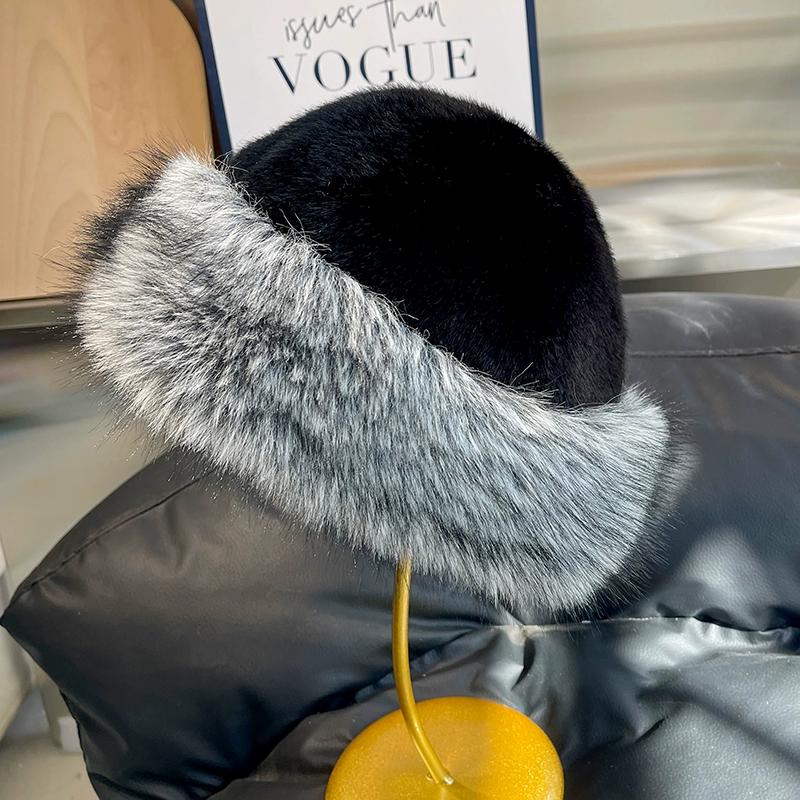 

Новая плюшевая монгольская шапка женская осенне-зимняя холодная и теплая шапка-ушанка для Северо-Восточного бассейна, шапка для защиты ушей, меховая панама из лисы M（56-58cm）