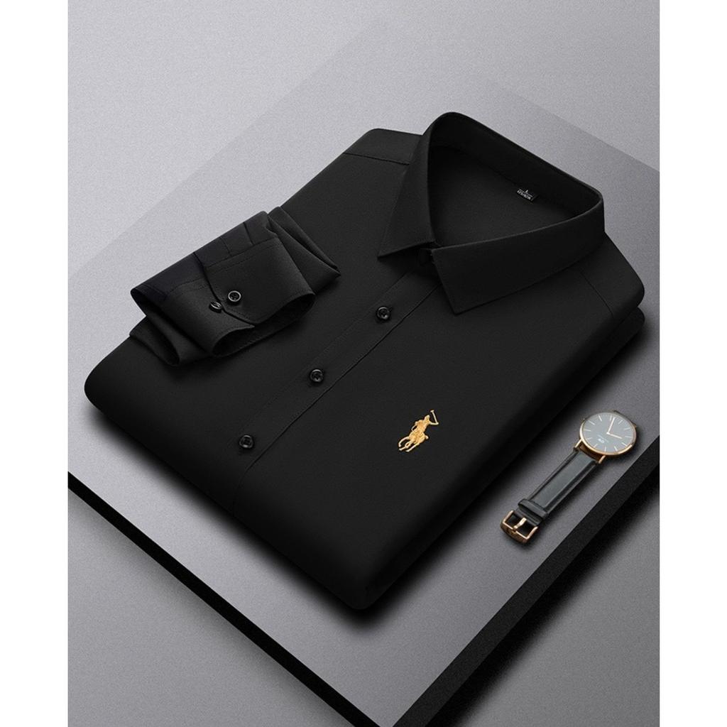 TrendHub Casual Long-sleeved Shirt Embroidery Trendy Loose Shirt Men