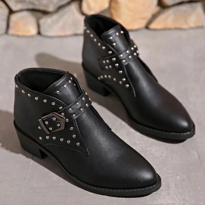 Mode 2024 Damenstiefel Kuhveloursleder Spitzschuh Damen Freizeitschuhe Schlicht Bequem Nieten Cowboystiefel Damen Stiefeletten