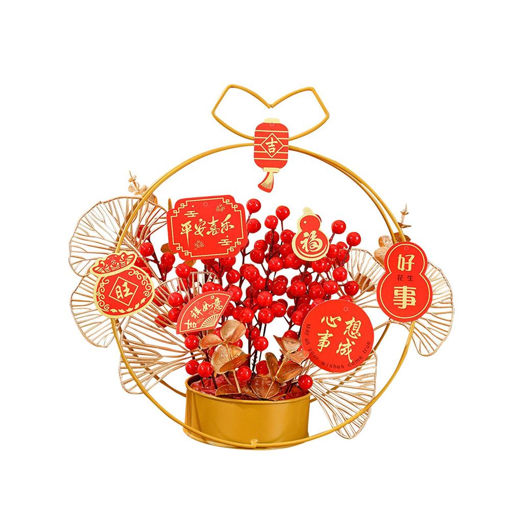 Flower Basket Ornament Artificial Potted for Cabinet Shelf Restaurant