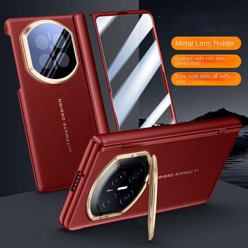 

Leather With Front Screen Tempered Glass Protector Case For Huawei Mate X7 Spring Hinged Camera Holder Cover Huawei Mate X7
