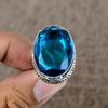 Blue Topaz Genstone Handmade 925 Sterling Silver Jewelry Ring Size 8 KKG-473
