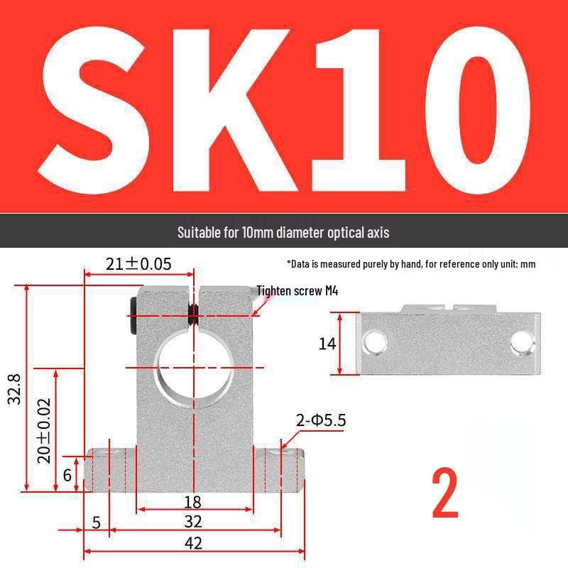 Aluminum Alloy Linear Shaft Support Bracket SK8-17