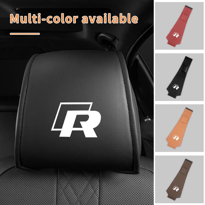 2026 Hot For Volkswagen VW 2PCS Leather Car Seat Headrest Protective Cover Accessories For Volkswagen VW Golf Polo Tiguan Passat