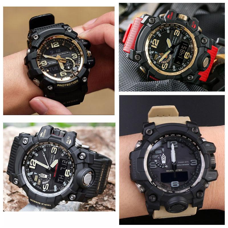 Resin Silikon Klokkereim For Casio Big Mud King GWG-1000GB Svart Gull G-SHOCK GWG-1000 Serie Gummireim med Verktøy Armbånd