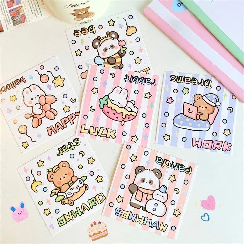 5 Set Korean Cute Animal Party Card Head Card Back Opp Bag  Star 3 Inch Photo Card DIY Packing Material Kawaii Gift Packaging